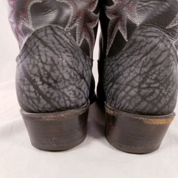 DAN POST MEN CHARCOAL BLACK WESTERN COWBOY BOOTS SZ 9 D  * - Picture 2 of 12